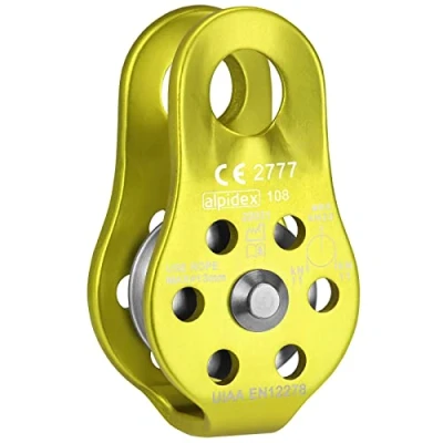 Image of ALPIDEX Rope Pulley 22 kN Fix Block For Textile Ropes Up To 13 mm Diameter EN12278, Colour: Lime