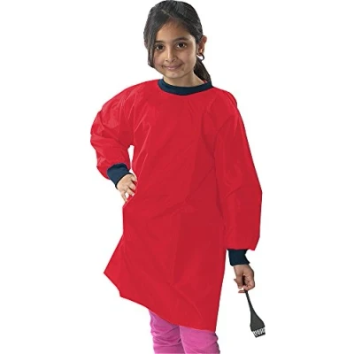 Image of Kids School Protective Smock Apron Red 12 14 Years