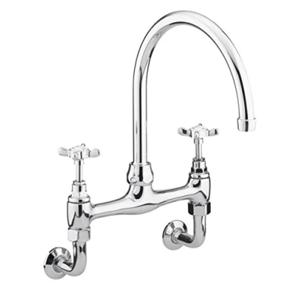 Image of Bristan N WMDSM C 1901 Wall Mounted Bridge Kitchen Sink Mixer Tap with Swivel Spout, Chrome