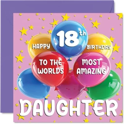 Image of 18th Daughter Birthday Card World&#039;s Most Amazing Happy for from Mum Dad, 145mm x Age 18 Eighteen Greeting Cards