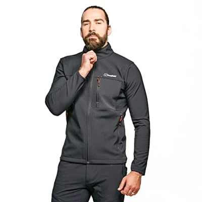 Image of Berghaus Men&#039;s Ghlas 2.0 Windproof Softshell Jacket, Extra Warm, Adjustable, Environmentally Conscious, Black, S