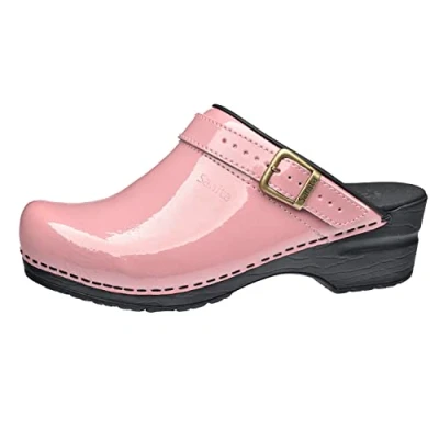 Image of Sanita Freya Mule Clog Original Handmade Flexible Leather for Women Anatomical Shaped Footbed with Soft Foam Heel Strap Pink 5 UK