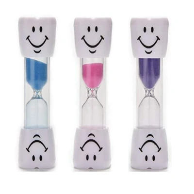 Image of 3 Pack Kids Toothbrush Timer, 2 Minutes Smiley Hourglass Sand Clock Timer for Children’s Teeth(Blue, Purple, Pink)