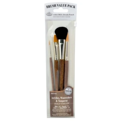Image of Royal and Langnickel Taklon Variety Brush Set with Mop Gold (Pack of 4)