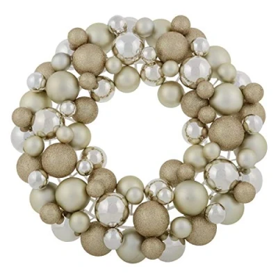 Image of Mr Crimbo Christmas Bauble Wreath Decoration Hanging Door Ornament 45cm Gold