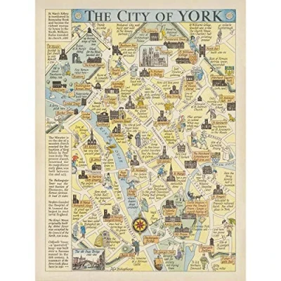 Image of Artery8 Map Sayer 1948 York City Streets Pictorial Large Wall Art Poster Print Thick Paper 18X24 Inch