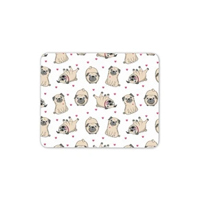 Image of Destination Vinyl ltd Funny Pugs Mouse Mat Pad Dog Love Heart Mum Sister Computer PC #8125