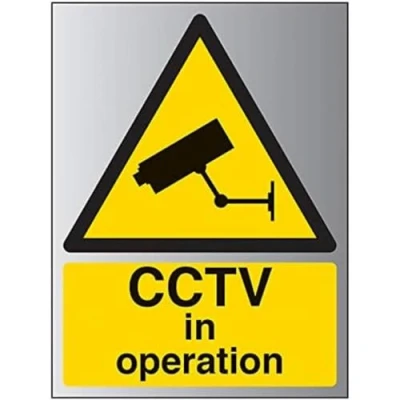 Image of V Safety Warning General CCTV In Operation Sign 300mm x 400mm 3mm Brushed Alu Comp