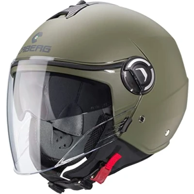 Image of Caberg RIVIERA V4 X Jet Helmet Matte Green with Sun Visor and Long ECE 22.06 L 59/60