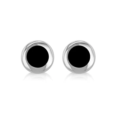 Image of Tuscany Silver Women&#039;s Sterling Round Black Onyx 10 mm Stud Earrings