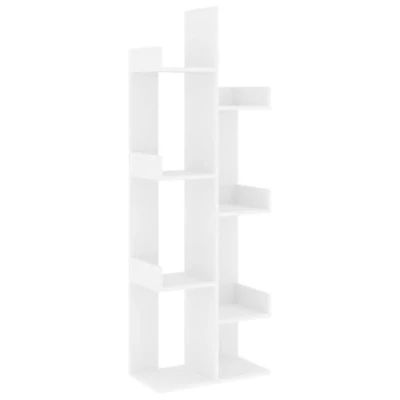 Image of vidaXL Modern White Book Cabinet Engineered Wood Freestanding Bookcase with 8 Compartments for Living Room, Office, Bedroom