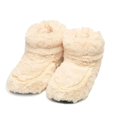 Image of Warmies Microwavable Boots, Heatable Ladies Slipper Boots with French Dried Lavender, Soothing Warmth and Comfort, One Size Cream Colour