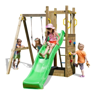 Image of Shire Play Climbing Frames Rumble Ridge Rock Wall with Single Swing