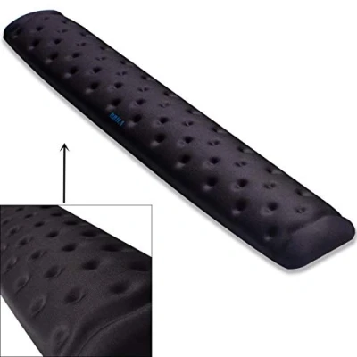Image of BRILA Keyboard Wrist Rest Support Cushion Pad for Computer, Laptop, Office Work, PC Gaming Memory Foam Gel with Massage Holes Design Non Slip Easy Typing Pain Relief (Black Pad)