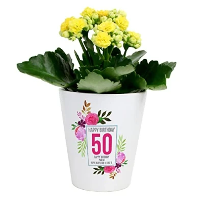 Image of The Gift Experience Personalised 50th Birthday Plant Pot, Present, Garden Gifts, Gifts