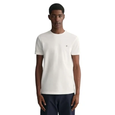 Image of GANT Men&#039;s Slim Pique Ss T Shirt, Eggshell, XL