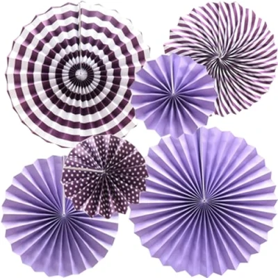 Image of Ruidee 6 PCS Paper Fan Decorations,Hanging Fans Decorations with Colorful Fans,Rainbow Hanging for Party Festival Carnival Birthday (Purple)