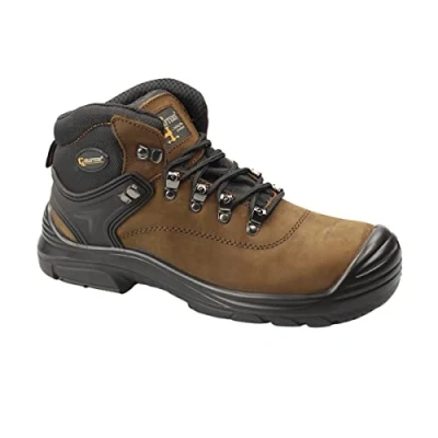 Image of MENS GRAFTERS BROWN LEATHER WATERPROOF WIDE FIT LACE UP SAFETY BOOTS M9508