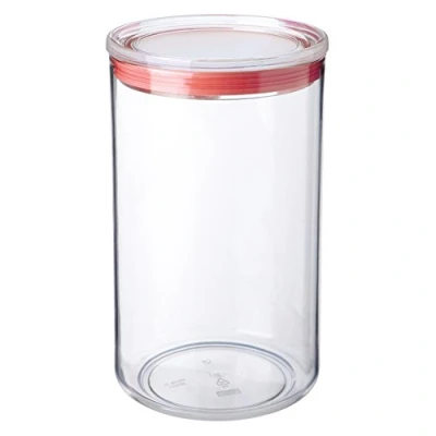 Image of Tatay 2 Litre Airtight Kitchen Tin BPA Free Dishwasher Safe Transparent Red Dimensions 12.5 x 22 cm