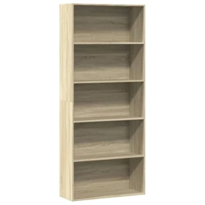 Image of vidaXL 2 Tier Book Cabinet/Bookshelf Sonoma Oak Engineered Wood 80x30x76.5 cm Living Room/Office