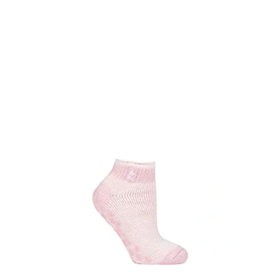 Image of Women&#039;s 1 Pair SOCKSHOP Heat Holders 2.3 TOG Patterned and Striped Ankle Slipper Socks Pisa Dusted Pink 4 8 Ladies