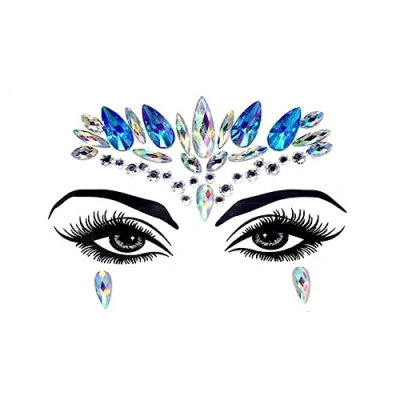 Image of luoshaPUCY Face Gems Glitter, 1 Pack Glitter Gemstone Sticker, Crystal Rhinestone Eyes Body Temporary Tattoo for Women Girls Festival Party (Style 01)