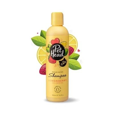 Image of PET HEAD Cat Shampoo 300ml, Felin’ Good, Fruity Scent, Best For Smelly Cats, Nourishing &amp; Deodorising, Professional Grooming, Vegan, Natural, ph Neutral, Lick Safe, Gentle Formula Kittens