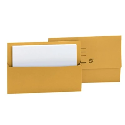 Image of 5 Star Office Document Wallet Half Flap 250gsm Capacity 32mm Foolscap Yellow [Pack 50]