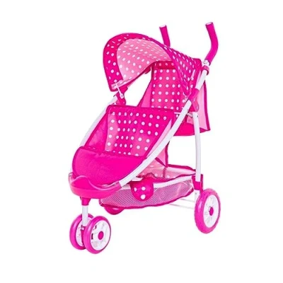 Image of Roma Dotty Tandem Twin Double Dolls Pram Pink Polka