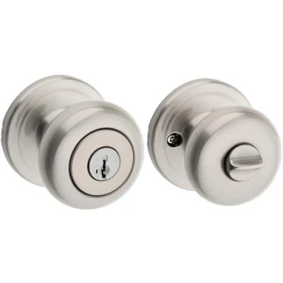 Image of Kwikset Juno Entry Knob Featuring SmartKey® in Satin Nickel