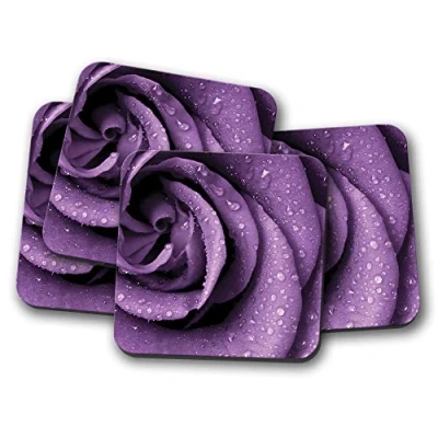 Image of 4 Set Beautiful Purple Rose Coaster Flower Wife Love Girlfriend Gift #15008