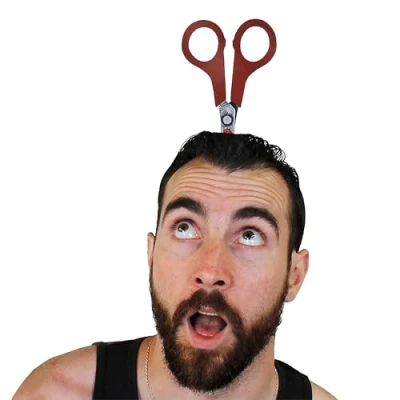 Image of Scissors Prop Through Head Accessory Pack of 1 Foam Attached to Headband Funny Novelty Halloween Fancy Dress Costume