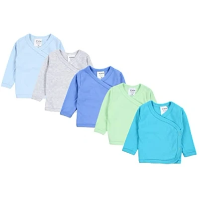 Image of TupTam Baby Boys Side Snap Shirts Long Sleeve Pack of 5, Multicolor 10, 62