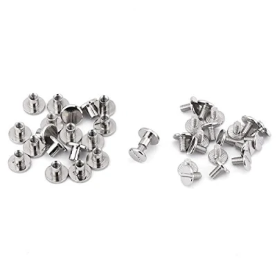 Image of 20Pcs Brass Flat Screw Posts Rivets Screws Durable Head Nut Nail Leather Craft Repair Supplies Silver(6.5mm) Rivet Tools