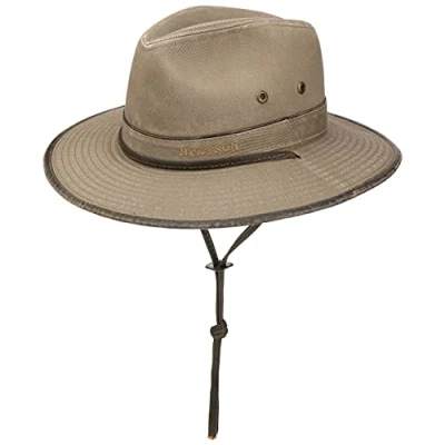 Image of Stetson Tarnell Traveller Cotton Hat Women/Men Cloth Summer Men&#039;s with Lining, Chin Strap Winter M (56 57 cm) Beige