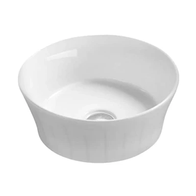 Image of Nuie NBV167 Modern Round Bathroom Counter Top Sink Basin, White