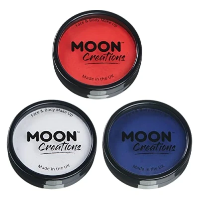 Image of Moon Creations Pro Face &amp; Body Makeup Red White Blue Colour Set Croatia, Czech Republic, France, Netherlands, Serbia, Slovakia, Slovenia Flag Euro 2024 Paint Painting
