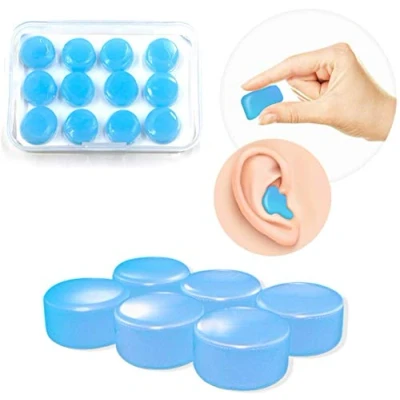 Image of Silicone Ear Plugs, Soft Reusable Moldable Waterproof Noise Cancelling EarPlugs for Swimming, Sleeping, Shooting, Airplanes, Concerts, Mowing 6 Pairs