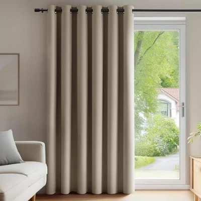 Image of Deconovo Blackout Curtains Thermal Insulated Room Darkening Eyelet Energy Saving Super Soft for Bedroom 79 x 110 Inch Khaki 1 Panel