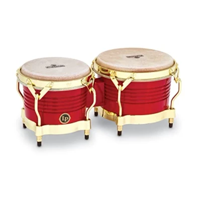 Image of LP Latin Percussion Matador Wood Bongo Red Gold Hardware M201 RW