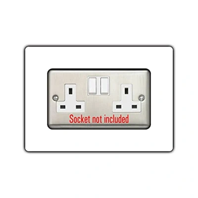Image of Double Socket Surround, Square Acrylic Back Panel Finger Plate, Decorative Frame for Neat and Tidy Finish, Font Colour:White