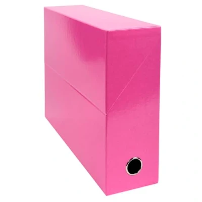 Image of Exacompta Ref 89924E Iderama Collection Transfer Box 250 x 330 90mm in Size, Suitable for Holding A4 Documents, Premium Plastic Coated Pressboard Pink