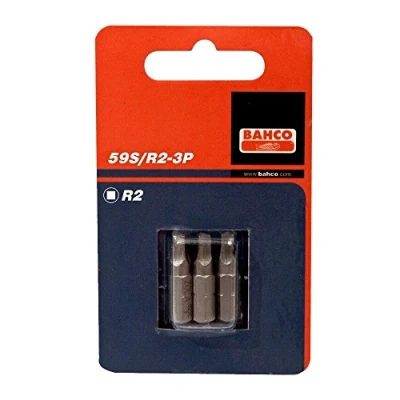 Image of Bahco 59S/R2 3P R2 Bits for Robertson Head Screws, Multi Colour, 25 mm, Set of 3 Pieces