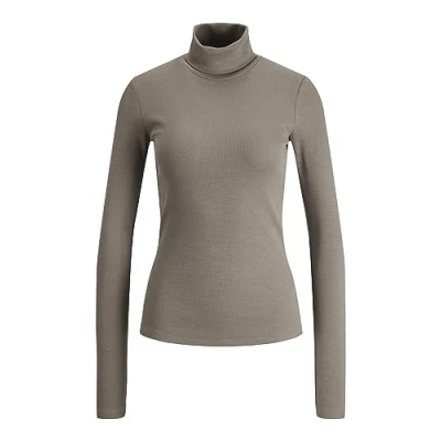 Image of JACK &amp; JONES JJXX Women T shirts Roll Neck, Long Sleeves, Stretch Fit for Casual and All Day Wear [Colour Morel; Size L]