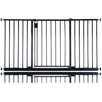 Image of Bettacare Extra Wide Hallway Dog Gate, 140cm 146cm, Black, Pressure Fit Pet Puppy Safety Barrier for Hallways and Spaces, Easy Installation