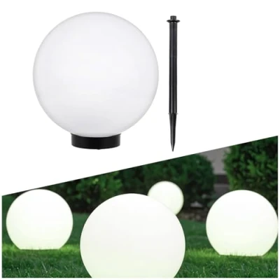 Image of Green Blue Solar LED Light Garden Freestanding Lamp Ball Round White Multicolor (White 1 pcs 20cm)