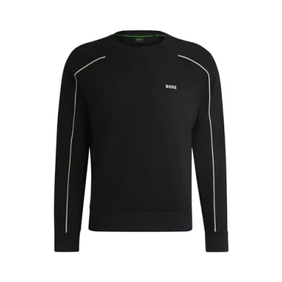 Image of BOSS Mens Salbo 1 Embossed artwork sweatshirt in stretch cotton