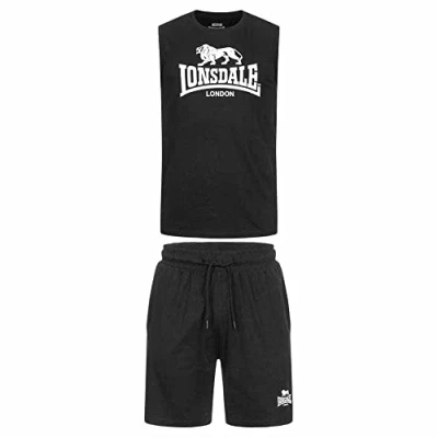 Image of Lonsdale Men&#039;s Allanton Tracksuit, Black/White, XXXXL