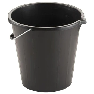 Image of 14 Litre Black Plastic Strong Robust 3 Gallon Water Mixing Cement Bucket With Metal Handle (5)