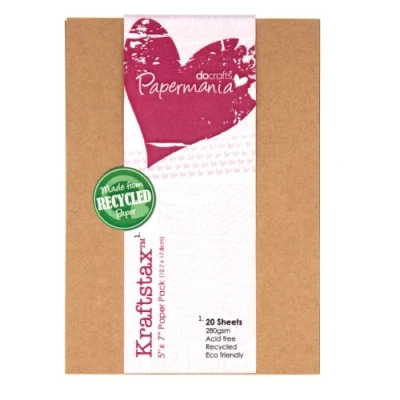 Image of Papermania 7 x 5 inch Kraftstax Premium Kraft Paper Inserts Eco Cardstock, Pack of 20, Brown
